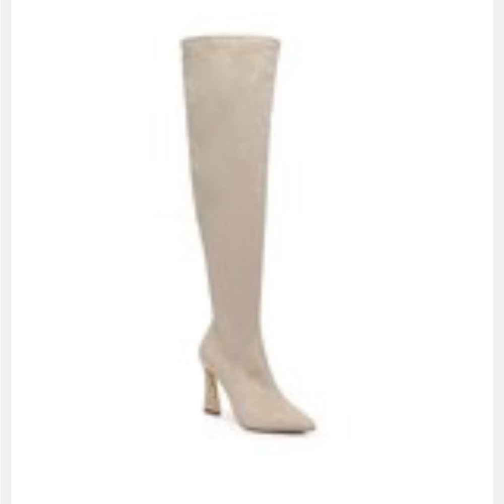 Taupe Over-the-Knee Heeled Boots